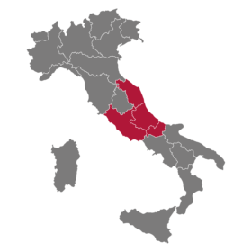 2 -Cartina lazio, abruzzo, marche e molise rossa