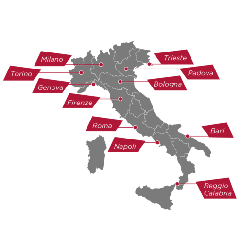 Cartina con sedi territoriali